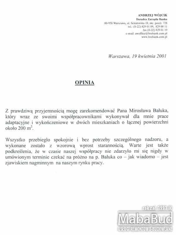 Andrzej Wójcik Doradca Zarządu Banku
